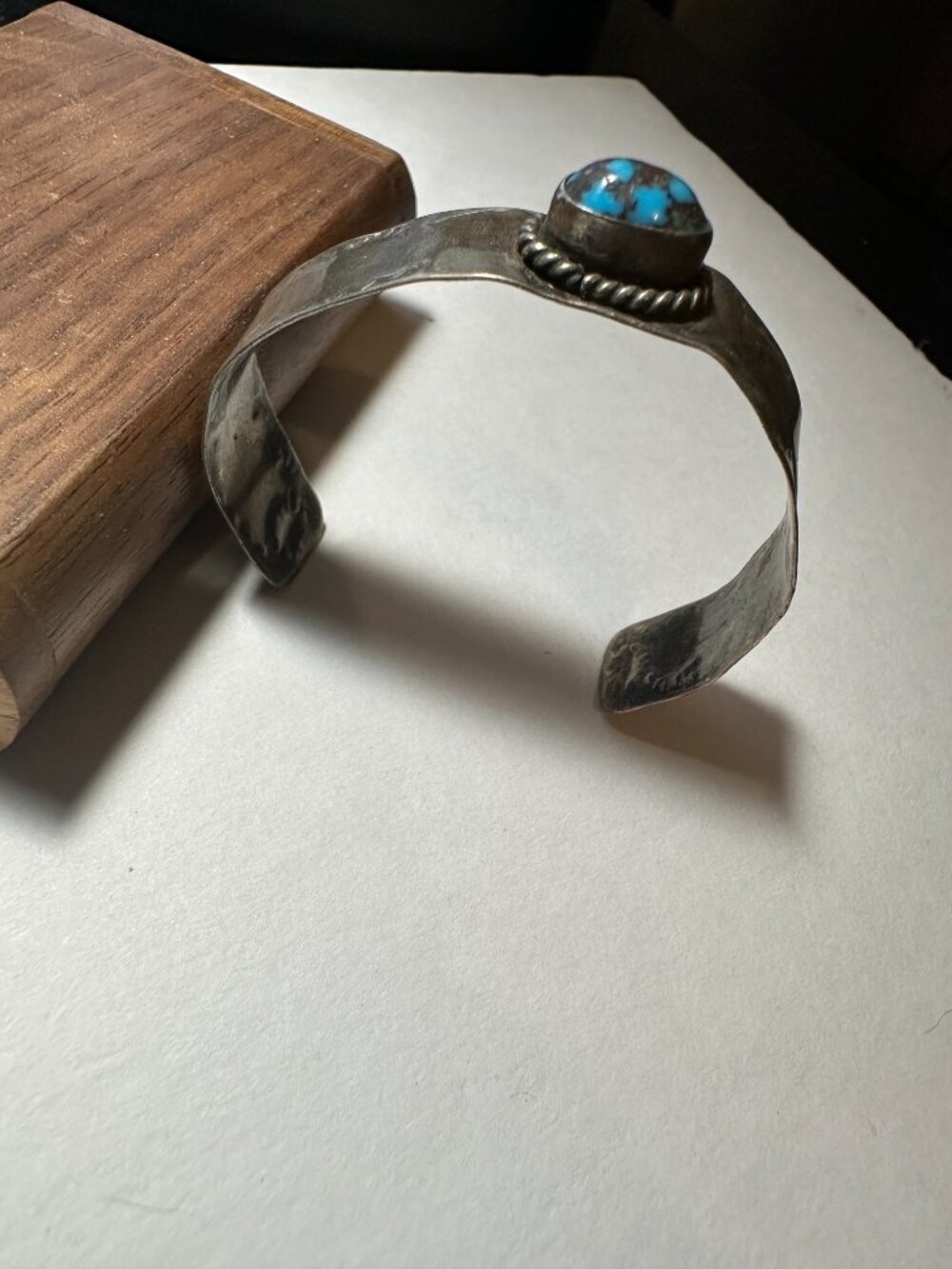 VTG Native American Turquoise Childs Cuff Bracelet, Very Thin Band - Picture 2 of 7